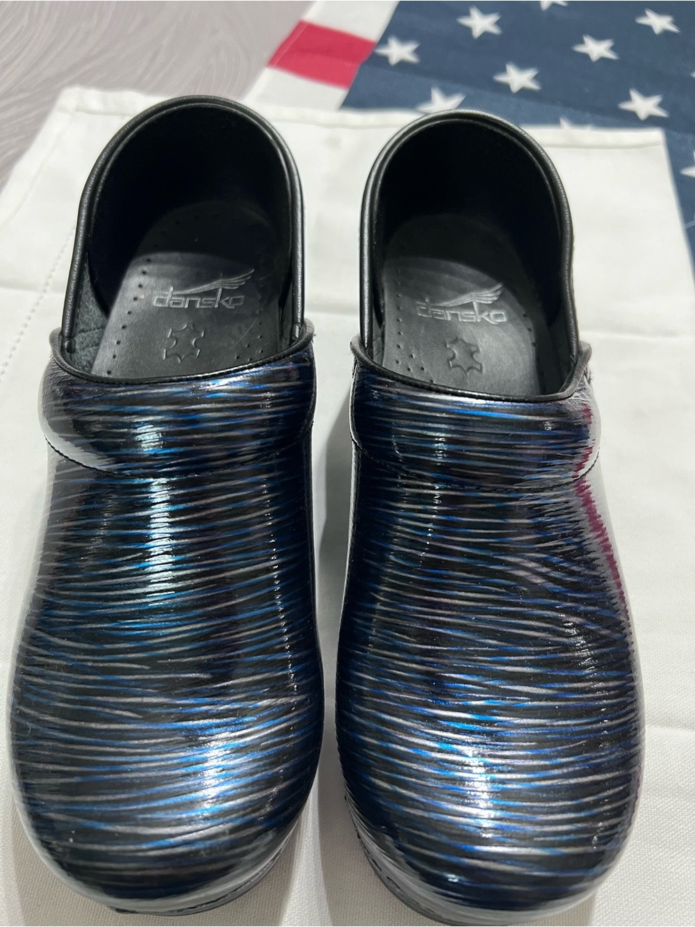 Dansko Professional Clogs EU 36 US  6 Blue Black Iridescent Leather New